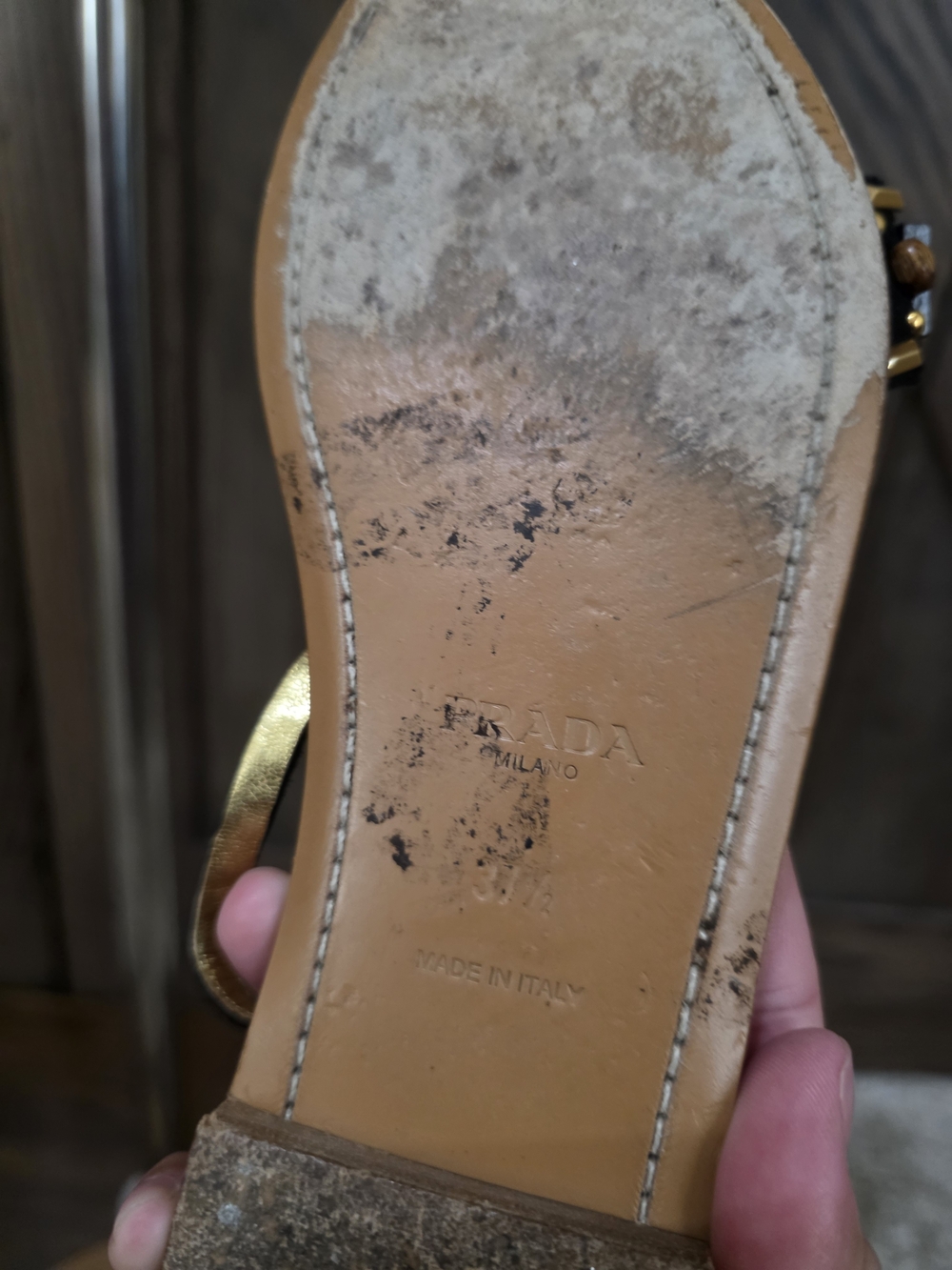 Prada Studded T-Strap Sandals - Picture 5 of 5